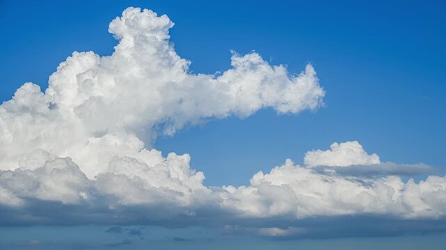 Summer Cumulus Clouds Time-lapse with Blue Sky and Wind-Driven Clouds, China