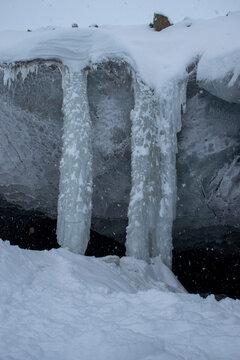 Ice pillars at Castner Cave