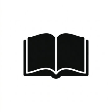 Open book icon silhouette. Simple black vector graphic for education and reading concepts.