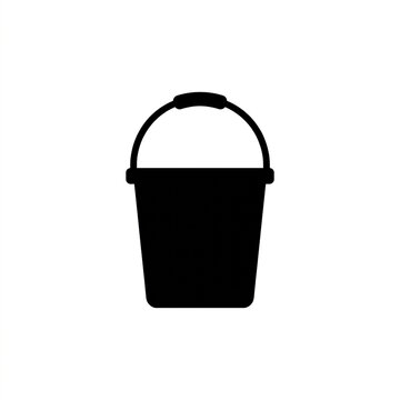 Paint bucket icon silhouette. Black pail symbol for construction and home renovation design.