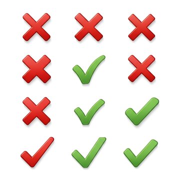 Red and green check mark and cross symbols grid.