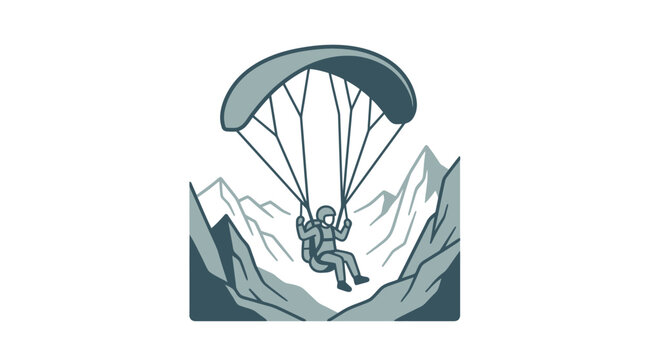 A skydiver flying over snowy mountains
