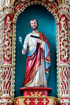Saint Joseph Statue in Ornate Church Niche