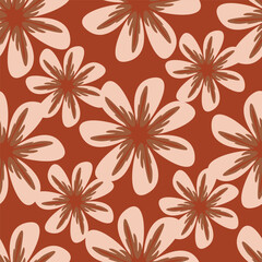 Fototapeta premium Cute floral pattern in the small flowers. Seamless vector texture. Elegant template for fashion prints. Printing with small orange and pink flowers. Ivory background. 
