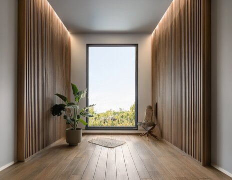 thick verticle picture frame in the center of a room contemporary