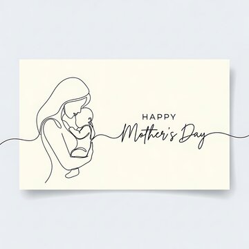 Hand drawn mother and child celebration card.