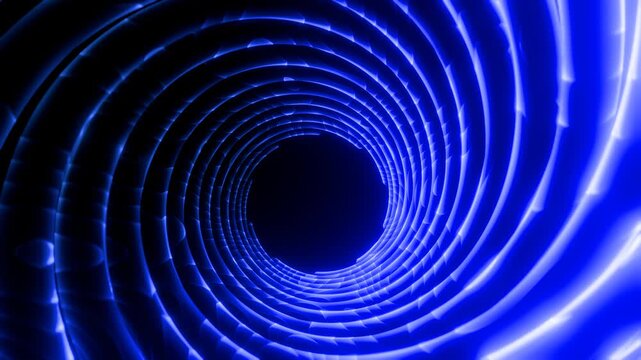 Futuristic Blue Spiral Wormhole Tunnel Abstract Motion Background