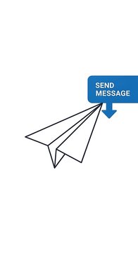 Blue envelope with paper plane and message concept.