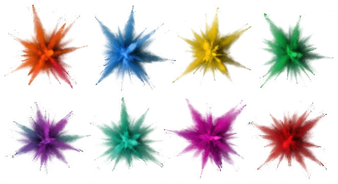 exploding colored powder a burst of vibrant pigment on a white background useful for abstract art or design elements