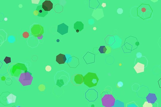 Colorful geometric shapes on green background for design