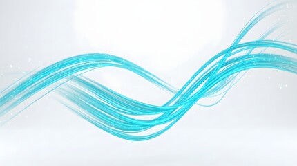 Obraz premium Elegant Cyan Curved Energy Wave Lines Background with Sparkles