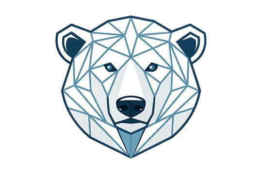 Minimal polar bear head logo, geometric ice-inspired shapes, premium vector illustration, clean negative space, modern luxury branding, isolated on white background.