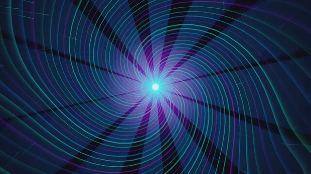 Abstract Blue Light Spirals rotating with subtle motion in dark background for technology concepts