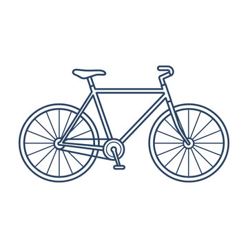 A detailed line art illustration of a classic bicycle shown from a side profile view for graphics.