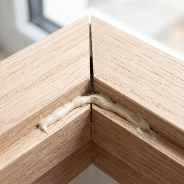 Gapped And Filled Mitre Joint On A New Window Frame as a Cutting Corners Metaphor