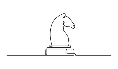 Continuous line drawing of chess knight piece horse strategy concept knight tactic and leadership vector illustration on white background © Akhi