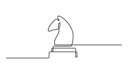 Continuous line drawing of chess knight piece vector illustration on white background © Akhi