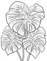 Modern decor. Monstera leaf line art. Continuous line drawing. Minimalism art. © Umar