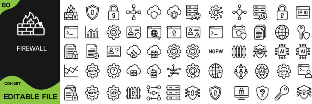 Collection of various abstract geometric line art icons and symbols for creative design projects and branding