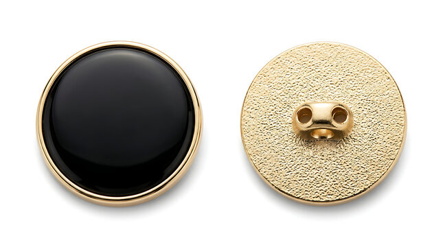 Black and gold garment button front and back view sewing