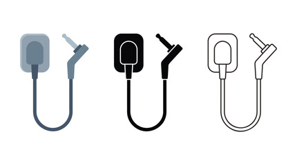 Fototapeta premium Dental sensor for digital radiography with cable connection in various graphic icon styles.
