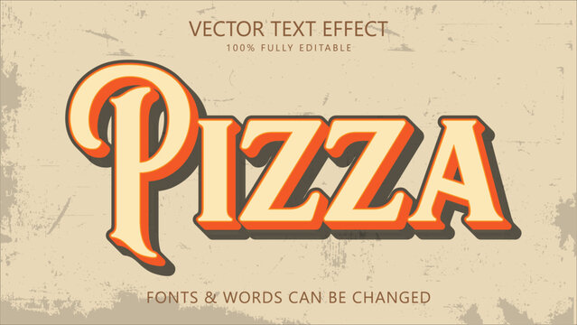 Vintage pizza 3d style editable text effect