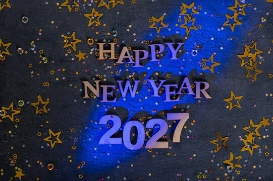 Celebration of New Year 2027 with decorations and colorful details