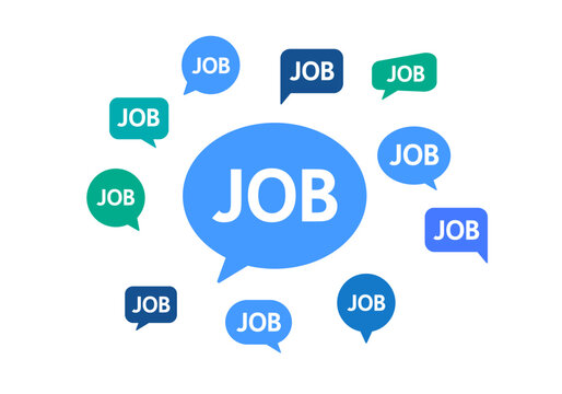 Job chat bubble communication, job and employee search concept
