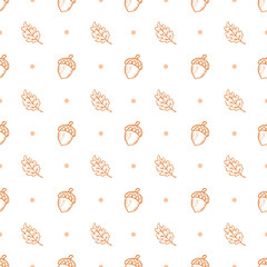 seamless background with autumn leaf and acorn © fendy