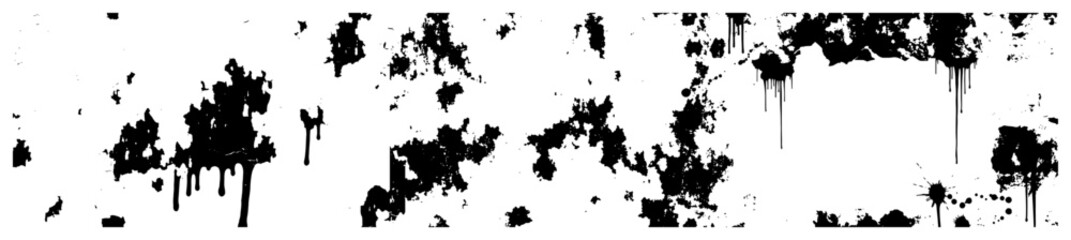 Obraz premium Black ink drips and paint stains on horizontal background in urban grunge style