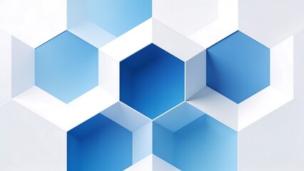 Obraz premium Abstract blue and white hexagonal geometric pattern background.