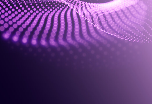 Abstract Glowing Purple Particle Wave Background for Technology and Digital Network Design
