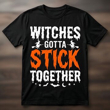 Witches gotta stick together halloween tshirt design