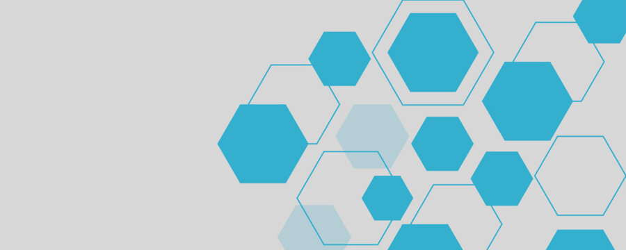 Abstract blue hexagon banner background.