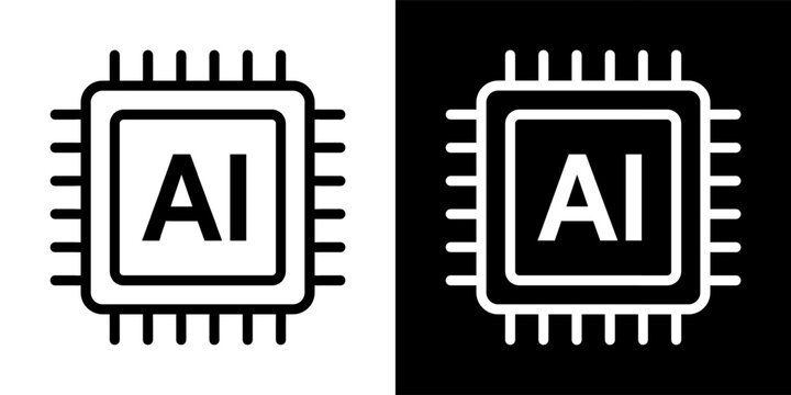 Microchip logo, artificial intelligence technology, Ai line chip, computer processor chip