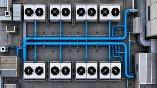 Industrial cooling and pipe network for data center heat management