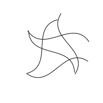 An abstract two-dimensional nirmana composition featuring a dynamic blend of elegant curved and lines.