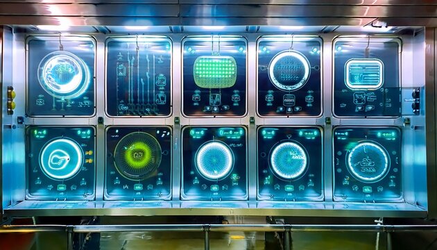 medium shot of a bioreactor control panel displaying oxygen levels with smart controllers dynamically adjusting airflow to optimize microbial growth and ensure efficient