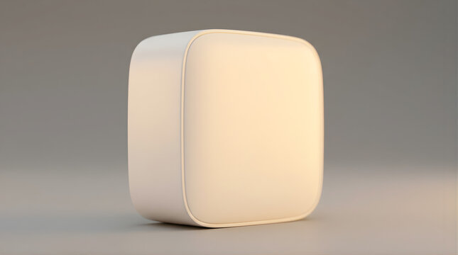 Simple White Rounded Rectangular Object with Soft Lighting and Shadow on a Neutral Gray Background