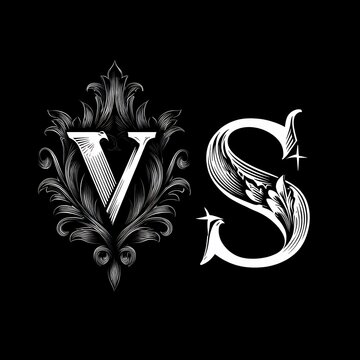 Elegant decorative monogram letters V and S with ornate design