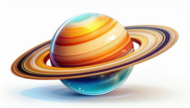 glass saturn planet isolated on white background