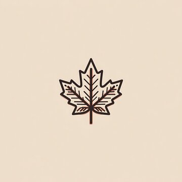 Minimalist maple leaf illustration in red and white