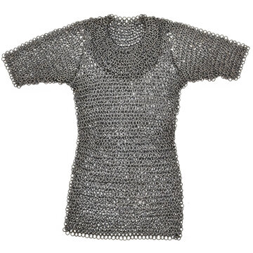 Medieval chainmail armor shirt isolated on white background