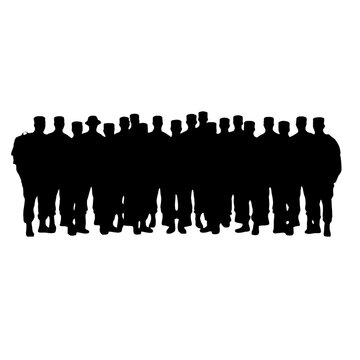 Silhouette of people standing in a group isolated on transparent background, Vector