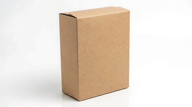 A single brown cardboard box standing upright for shipping and packaging products for delivery needs. blank cereal box