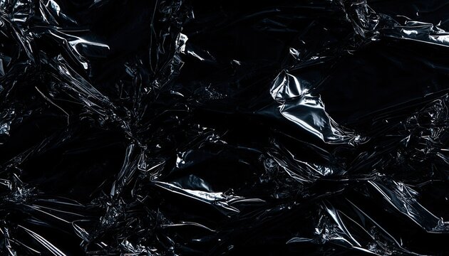 Abstract Black Metallic Foil Texture Background.
