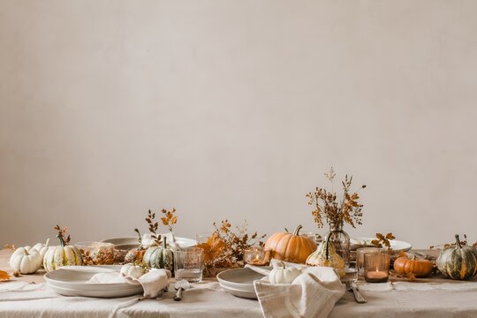 Elegant Autumn Table Setting Harvest