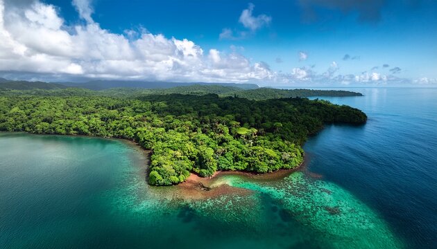 aerial view beautiful tropical island middle sao tome and principe boca do inferno view