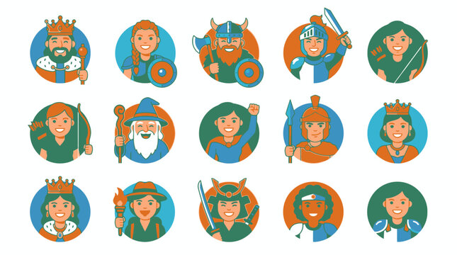 Diverse medieval fantasy RPG hero and npc avatars.