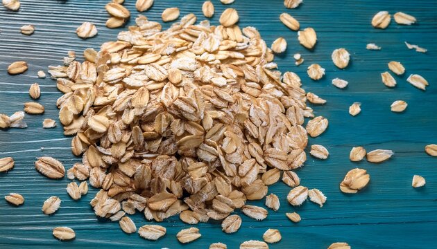 close up pile rolled oats are texture shot showcasing the natural pattern